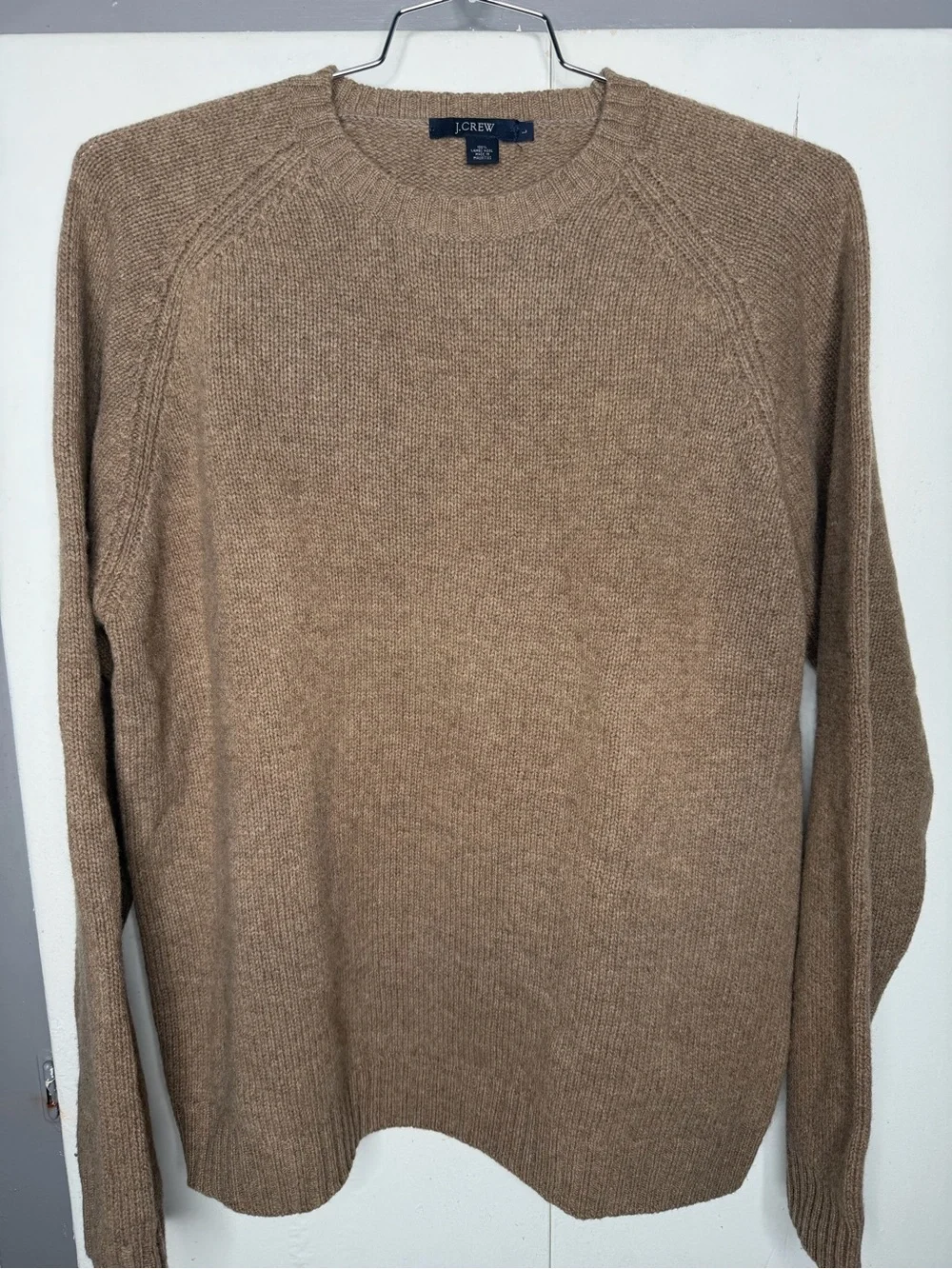 J. Crew Men Crewneck Lambs Wool Sweater Size Large Brown Minimalist Quiet Luxury